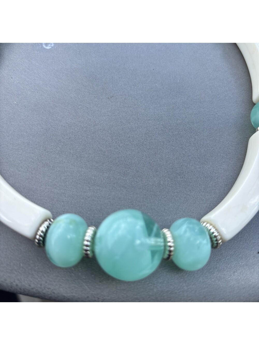 Vintage Teal Cream Lucite Necklace